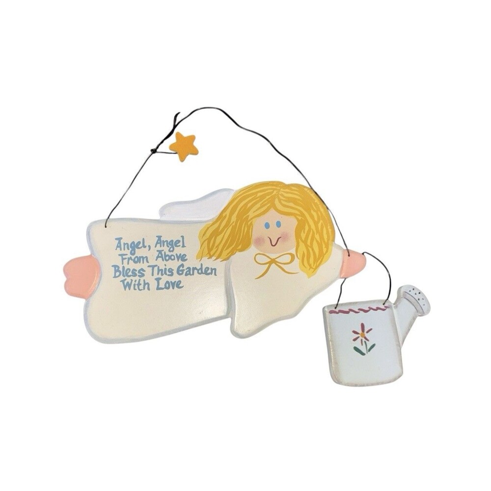 Angel From Above Wooden Garden Sign Bless This Garden With Love Decor